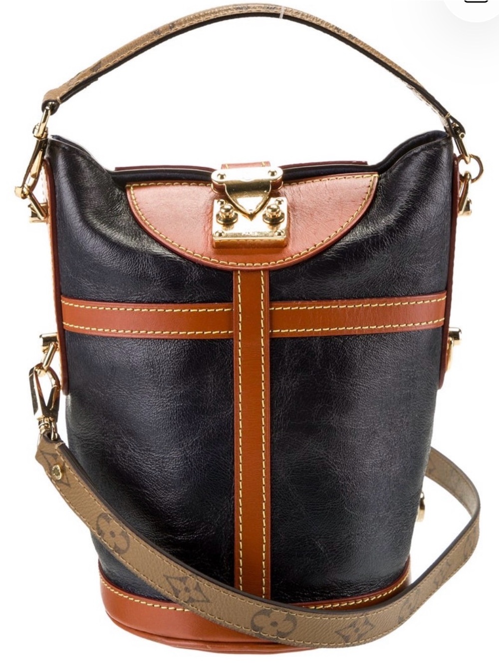 Louis Vuitton Monogram Reverse Leather Band Bucket Bag